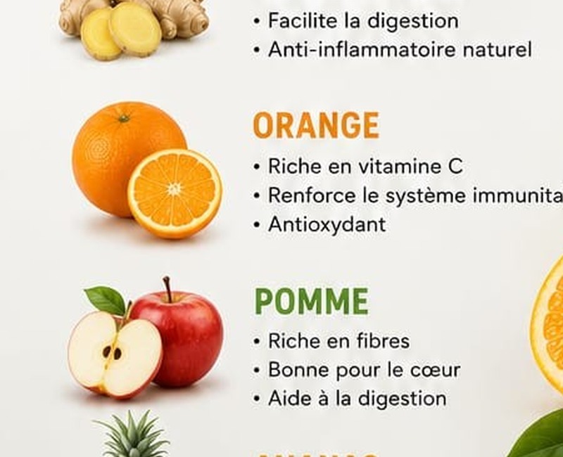 Gingembre, orange, pomme et ananas